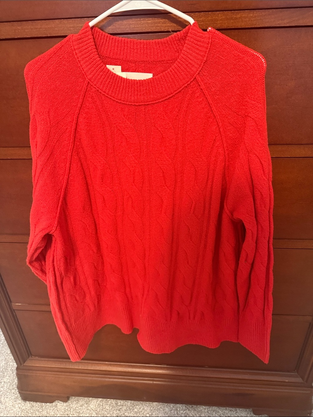 Aerie Cable Knit Sweater Red XS